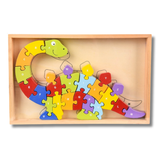 Educational Wooden Dinosaur Letter Puzzle Kids Toy in Bulk